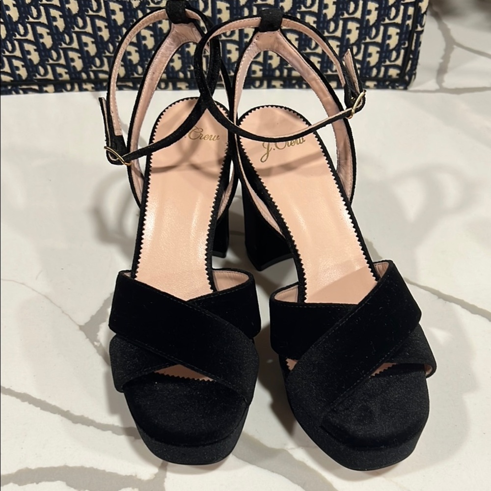 J. Crew Women's Black Heeled Sandals